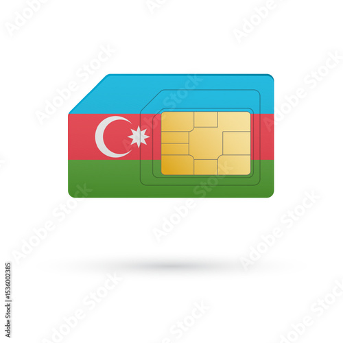 Flag of Azerbaijan. Vector illustration of SIM Card with flag on white background