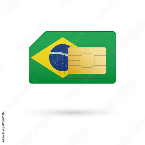 Flag of Brazil. Vector illustration of SIM Card with flag on white background