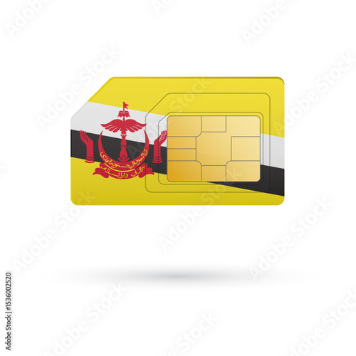 Flag of Brunei. Vector illustration of SIM Card with flag on white background