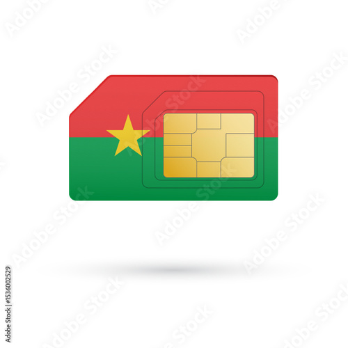 Flag of Burkina Faso. Vector illustration of SIM Card with flag on white background