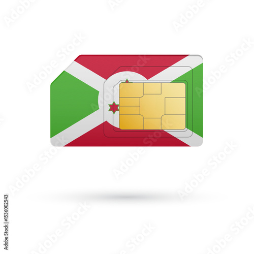 Flag of Burundi. Vector illustration of SIM Card with flag on white background