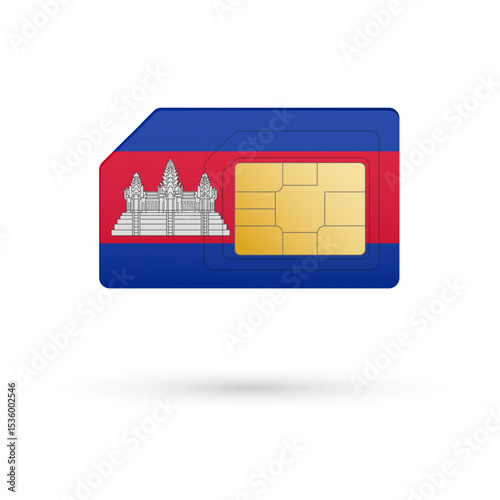 Flag of Cambodia. Vector illustration of SIM Card with flag on white background