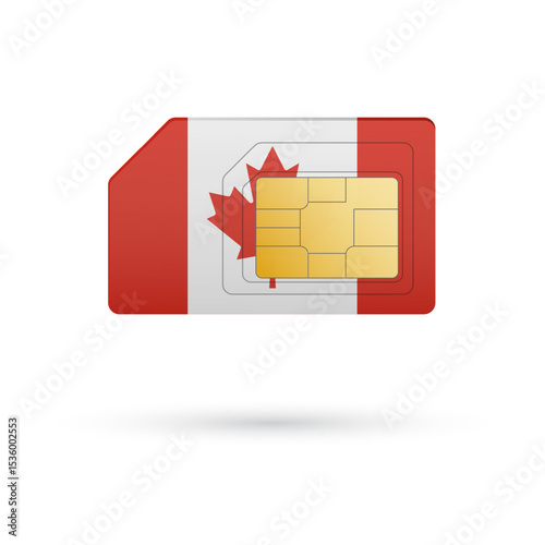Flag of Canada. Vector illustration of SIM Card with flag on white background