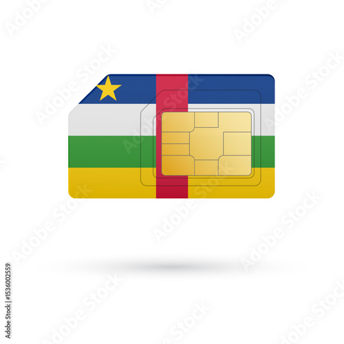 Flag of Central African Republic. Vector illustration of SIM Card with flag on white background