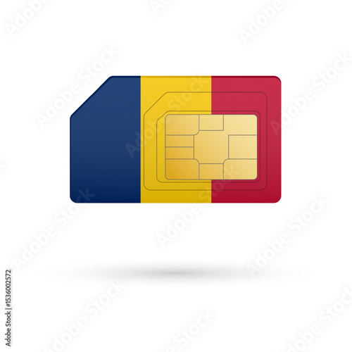 Flag of Chad. Vector illustration of SIM Card with flag on white background