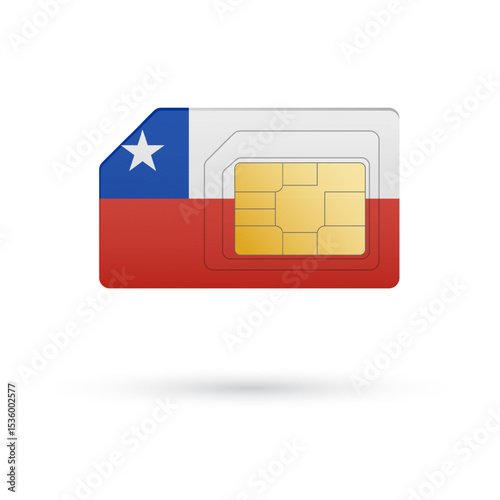 Flag of Chile. Vector illustration of SIM Card with flag on white background