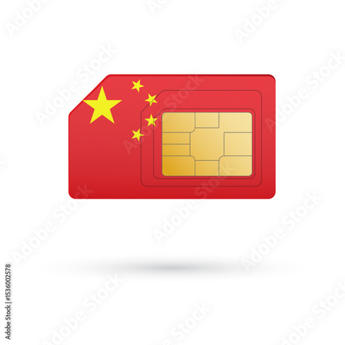 Flag of China. Vector illustration of SIM Card with flag on white background