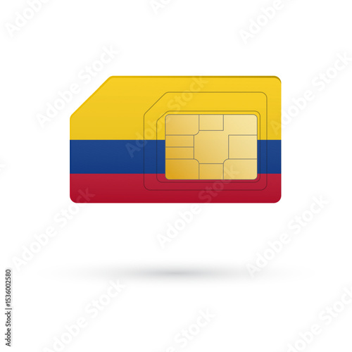 Flag of Colombia. Vector illustration of SIM Card with flag on white background