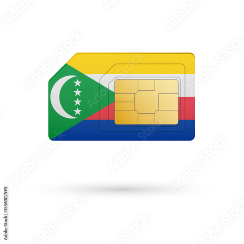 Flag of Comoros. Vector illustration of SIM Card with flag on white background