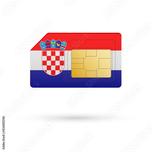 Flag of Croatia. Vector illustration of SIM Card with flag on white background