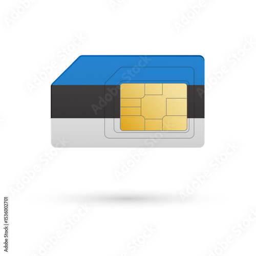 Flag of Estonia. Vector illustration of SIM Card with flag on white background