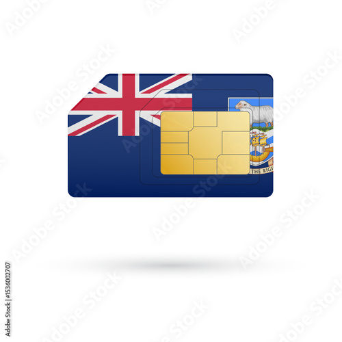 Flag of Falkland Islands. Vector illustration of SIM Card with flag on white background