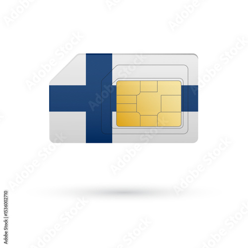 Flag of Finland. Vector illustration of SIM Card with flag on white background