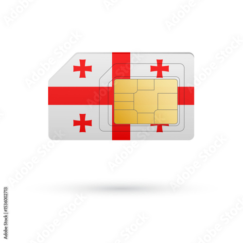 Flag of Georgia. Vector illustration of SIM Card with flag on white background