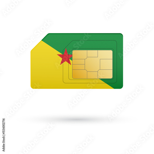 Flag of French Guiana. Vector illustration of SIM Card with flag on white background