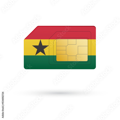 Flag of Ghana. Vector illustration of SIM Card with flag on white background