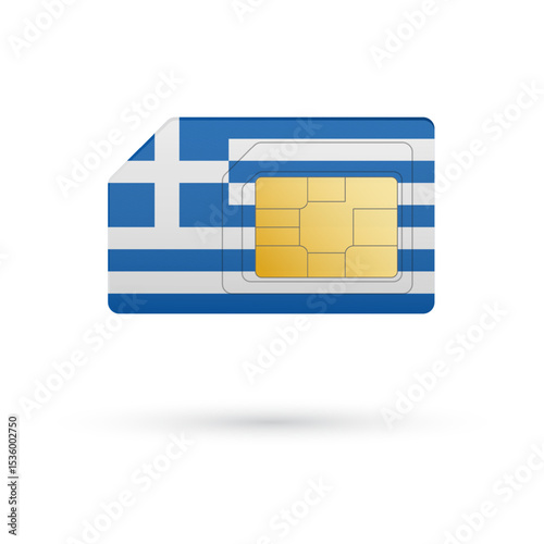 Flag of Greece. Vector illustration of SIM Card with flag on white background