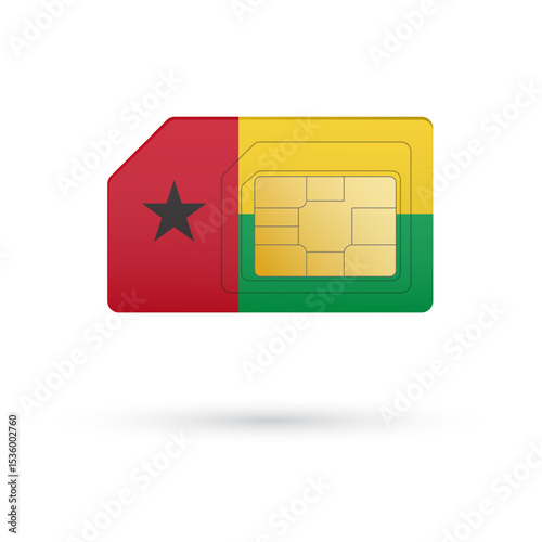 Flag of Guinea Bissau. Vector illustration of SIM Card with flag on white background