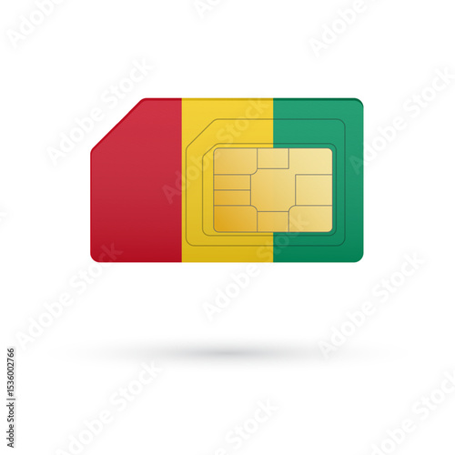 Flag of Guinea. Vector illustration of SIM Card with flag on white background
