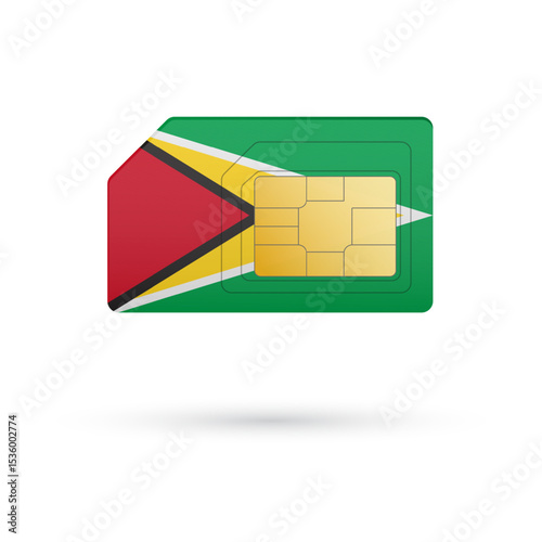 Flag of Guyana. Vector illustration of SIM Card with flag on white background