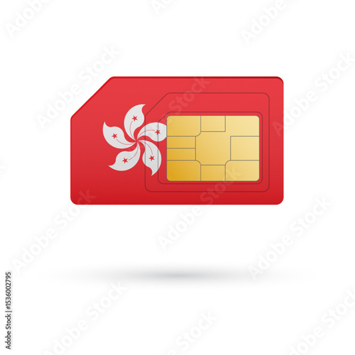 Flag of Hongkong. Vector illustration of SIM Card with flag on white background