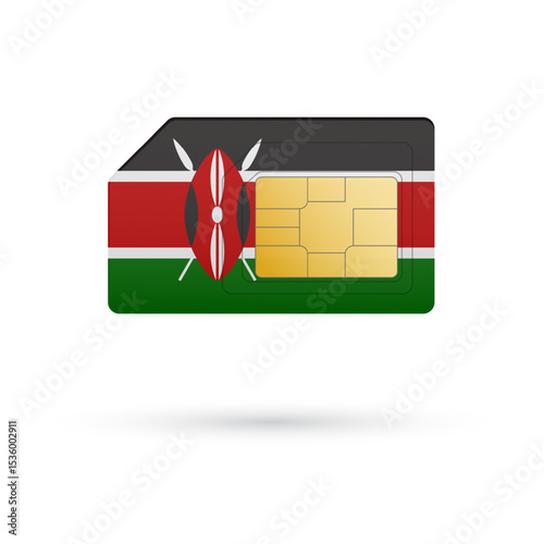 Flag of Kenya. Vector illustration of SIM Card with flag on white background