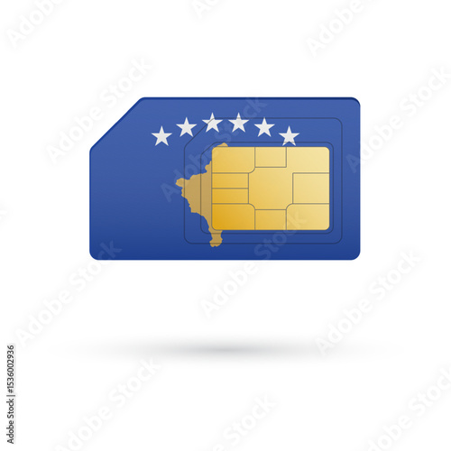 Flag of Kosovo. Vector illustration of SIM Card with flag on white background