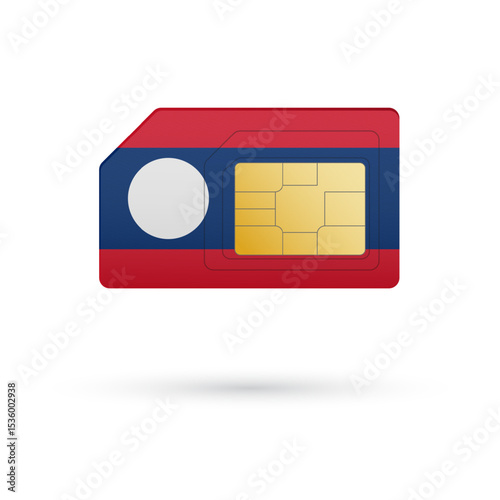 Flag of Laos. Vector illustration of SIM Card with flag on white background