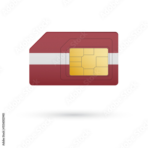 Flag of Latvia. Vector illustration of SIM Card with flag on white background