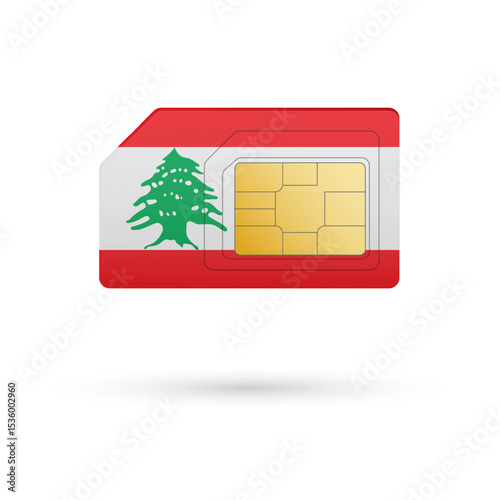 Flag of Lebanese. Vector illustration of SIM Card with flag on white background