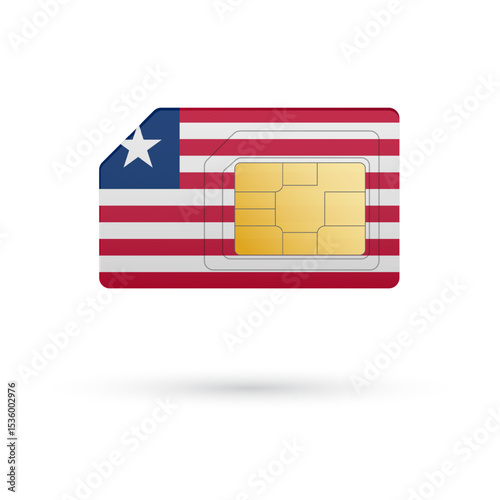 Flag of Liberia. Vector illustration of SIM Card with flag on white background