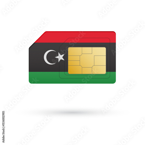 Flag of Libya. Vector illustration of SIM Card with flag on white background