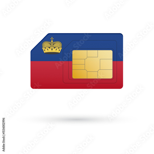 Flag of Liechtenstein. Vector illustration of SIM Card with flag on white background