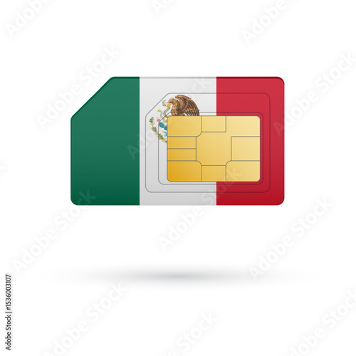Flag of Mexico. Vector illustration of SIM Card with flag on white background