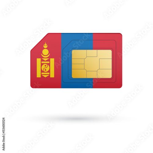 Flag of Mongolia. Vector illustration of SIM Card with flag on white background