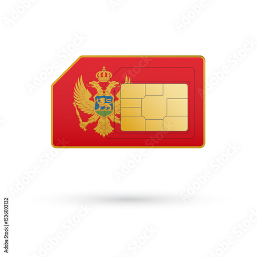 Flag of Montenegro. Vector illustration of SIM Card with flag on white background