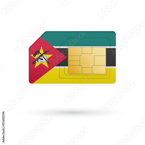 Flag of Mozambique. Vector illustration of SIM Card with flag on white background