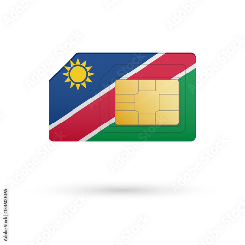 Flag of Namibia. Vector illustration of SIM Card with flag on white background