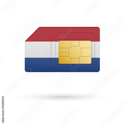 Flag of Netherlands. Vector illustration of SIM Card with flag on white background