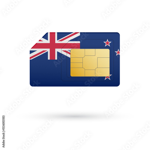 Flag of New Zealand. Vector illustration of SIM Card with flag on white background