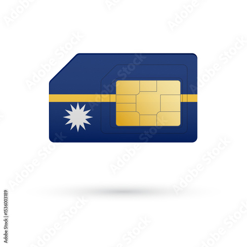 Flag of Nauru. Vector illustration of SIM Card with flag on white background