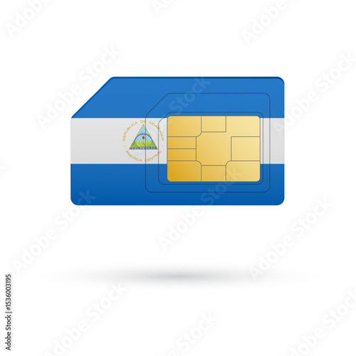 Flag of Nicaragua. Vector illustration of SIM Card with flag on white background