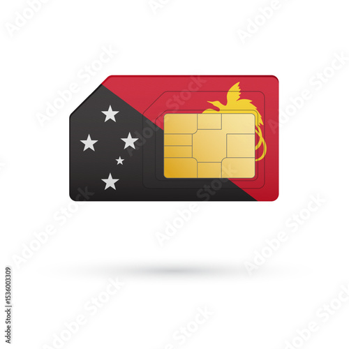 Flag of Papua New Guinea. Vector illustration of SIM Card with flag on white background