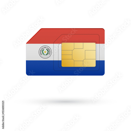 Flag of Paraguay. Vector illustration of SIM Card with flag on white background