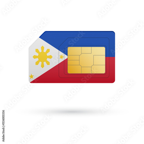 Flag of Philippines. Vector illustration of SIM Card with flag on white background