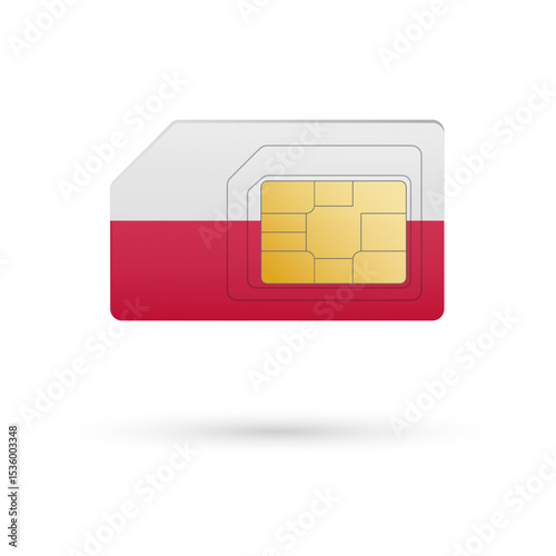 Flag of Poland. Vector illustration of SIM Card with flag on white background