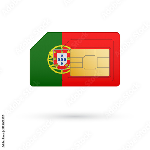 Flag of Portugal. Vector illustration of SIM Card with flag on white background