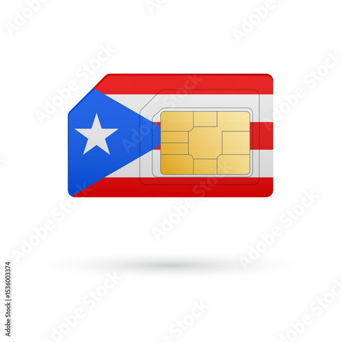 Flag of Puerto Rico. Vector illustration of SIM Card with flag on white background