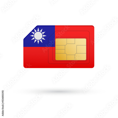 Flag of Republic of China. Vector illustration of SIM Card with flag on white background