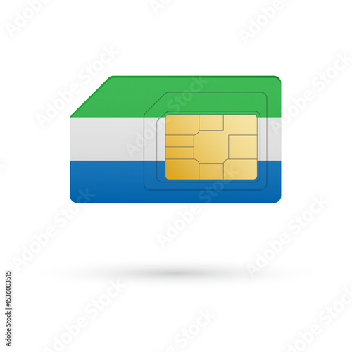 Flag of Sierra Leone. Vector illustration of SIM Card with flag on white background